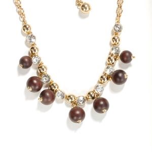kate spade wood balls crystal statement necklace
